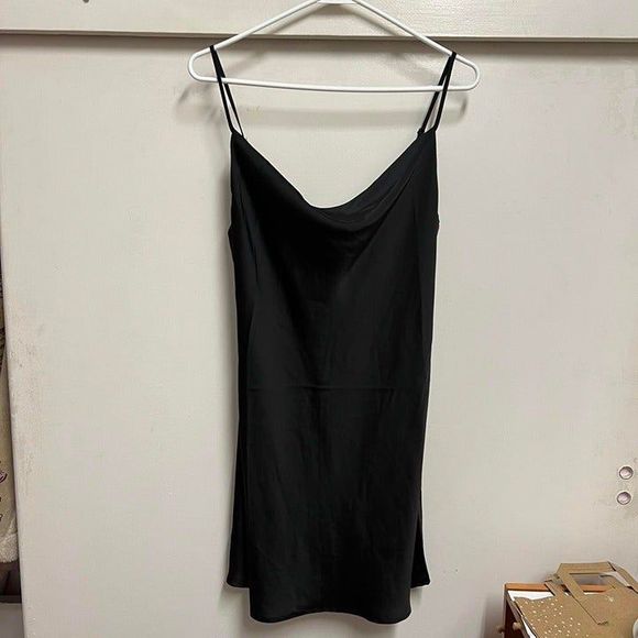 UO Mallory Cowl Neck Slip Dress Black - Picture 2 of 5